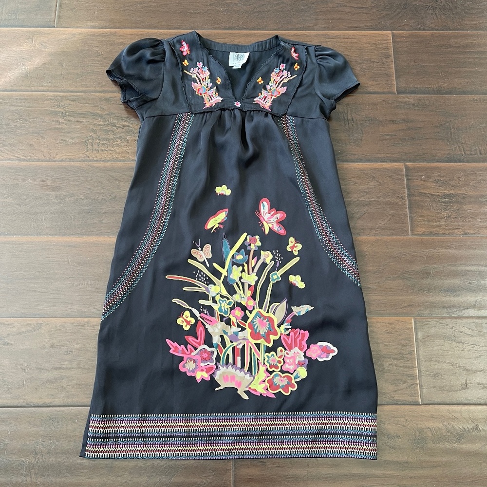 Principals Women's Black Floral Embroidered Lined Mini Dress Size 10